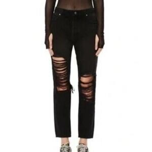 AFRM Cyrus Super High Rise Crop Jean Black Size 26